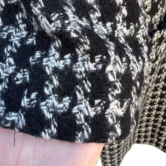 Bestrend Vintage Black & White Houndstooth Wool Blend Chic Outerwear Dress Coat - Picture 5 of 11